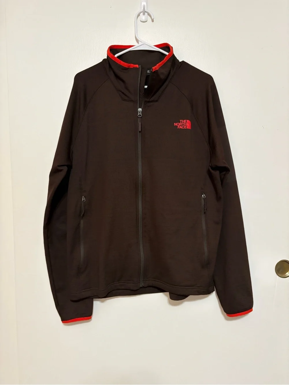 The North Face TKA Stealth L Waffle Knit Fleece Lined Jacket Black Red